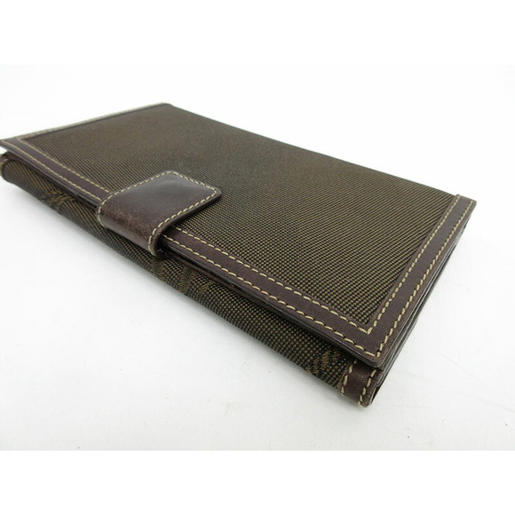 Prada Logo Double Hook Bifold Wallet Brown Jacquard - Picture 5 of 12